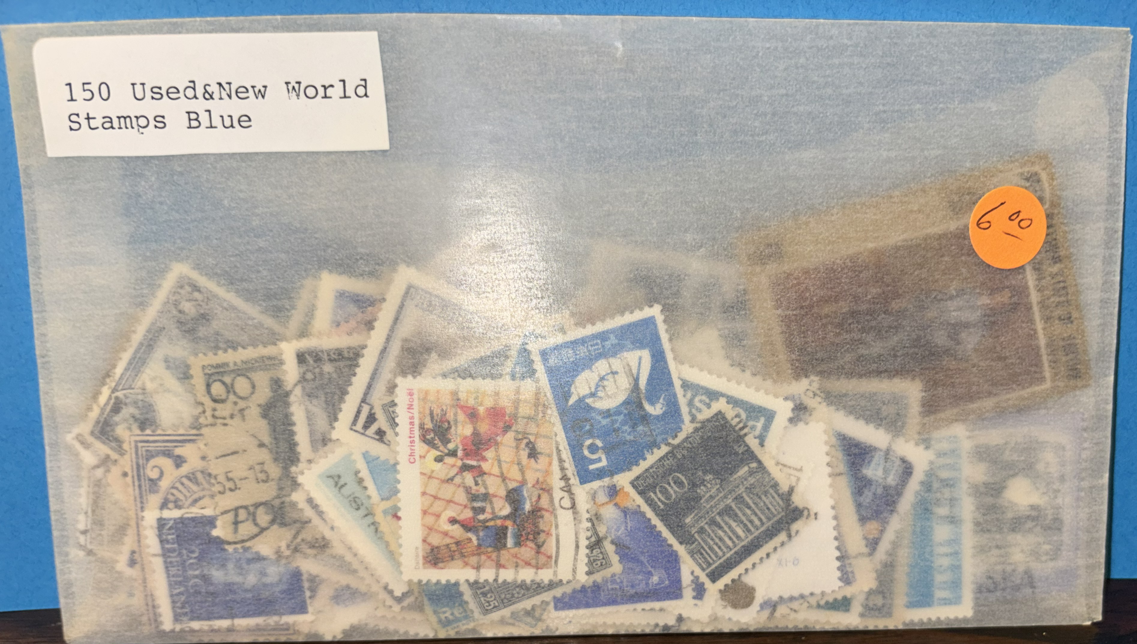 150 Used and New Blue World Stamps